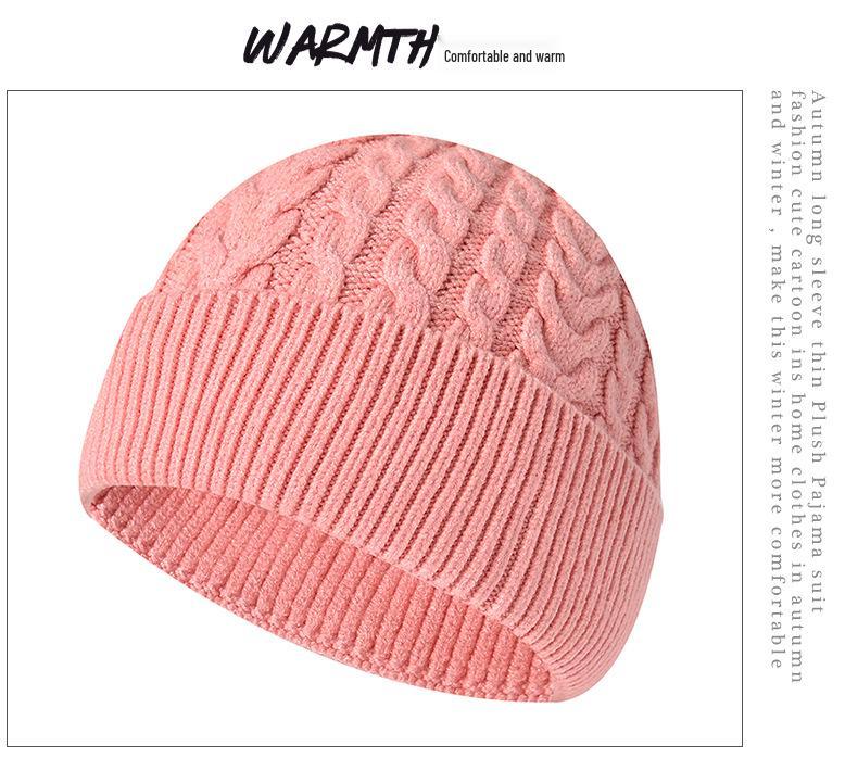 Зимняя вязаная шапка бини с ушками - Шерстяная шапка для женщин/мужчин, визуально стройнящая лицо