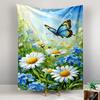 Blue Butterfly with Daisies and Sunshine Patterned tapestry for bedroom and living room home decor