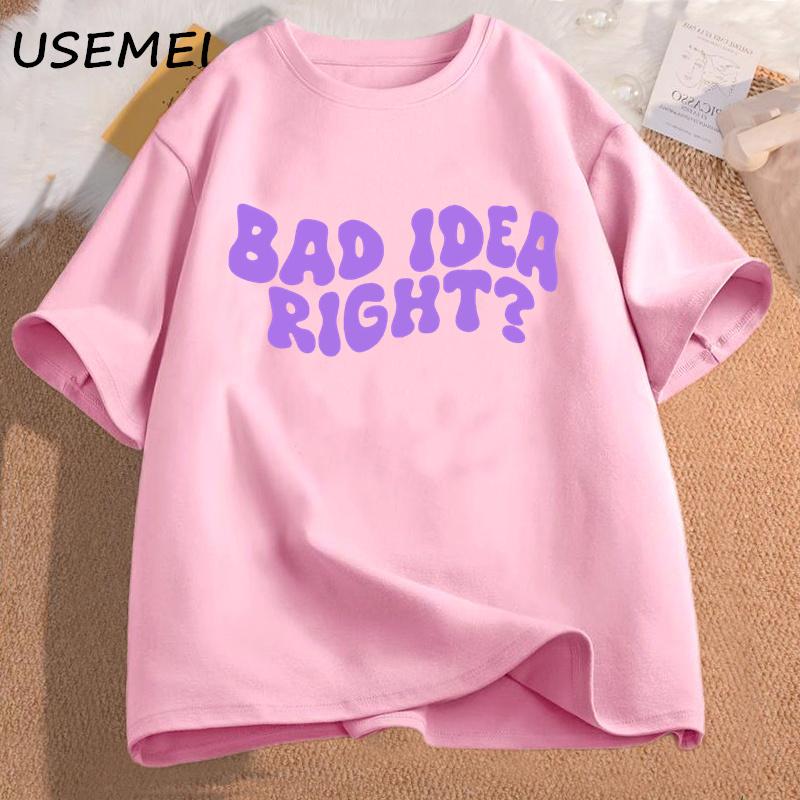 Футболки Bad Idea Right, женские хлопковые музыкальные футболки, уличная одежда, женские футболки с короткими рукавами, женская одежда, футболки