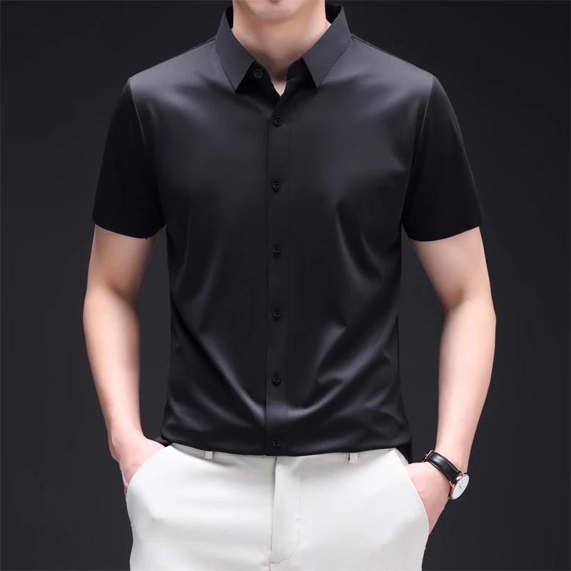 Новая мужская рубашка business casual с коротким рукавом, однотонная, устойчивая к складкам, не мнется, удобная, для любого сезона, универсальный топ