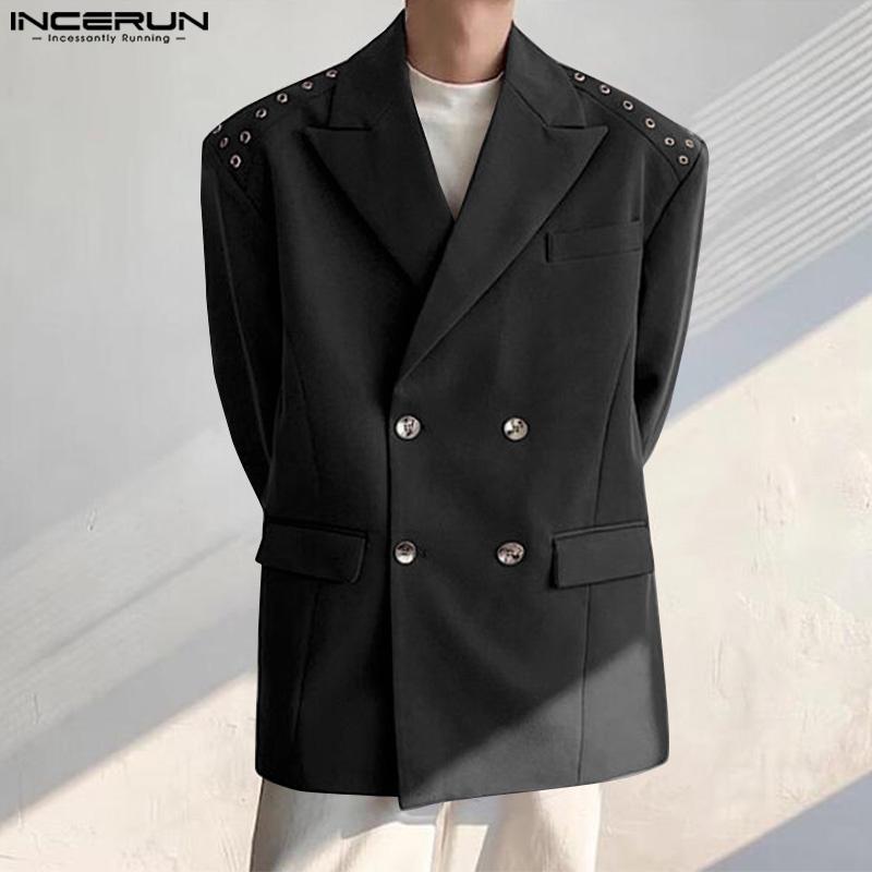 INCERUN Мужские свободные тонкие пиджаки с воротником-лацканом и длинным рукавом