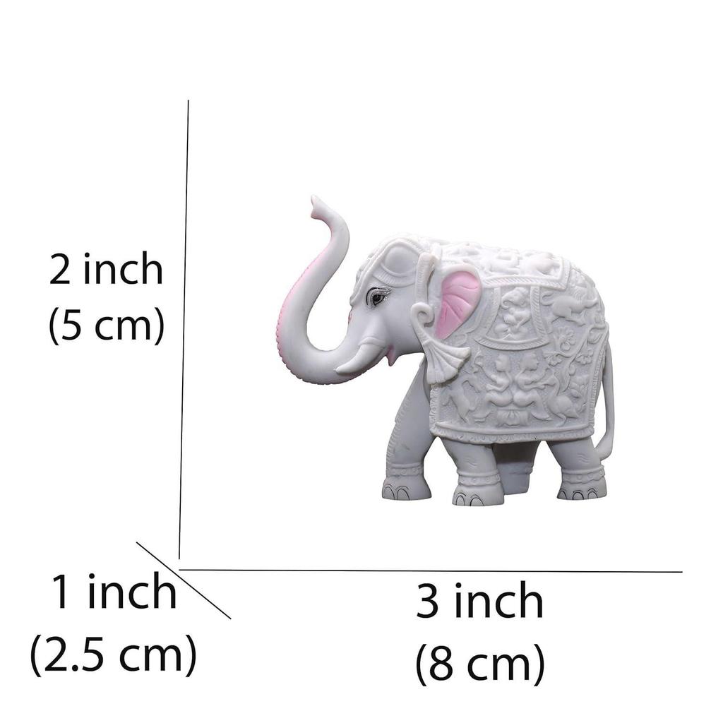 Упаковка из 2 белых слонов, предметы домашнего декора для гостиной, стол, полка, 2 x 3-дюймовая статуя слона из мраморной смолы для Васту, фэн-шуй