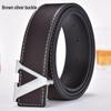 Men's Korean Style Genuine Leather Belt with Smooth V Buckle