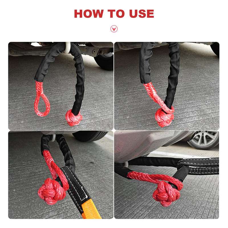 2X Soft Shackle Rope Synthetic Tow Recovery Strap 38,000Lbs WLL Auto Parts Tow Rope Synthetic Fiber