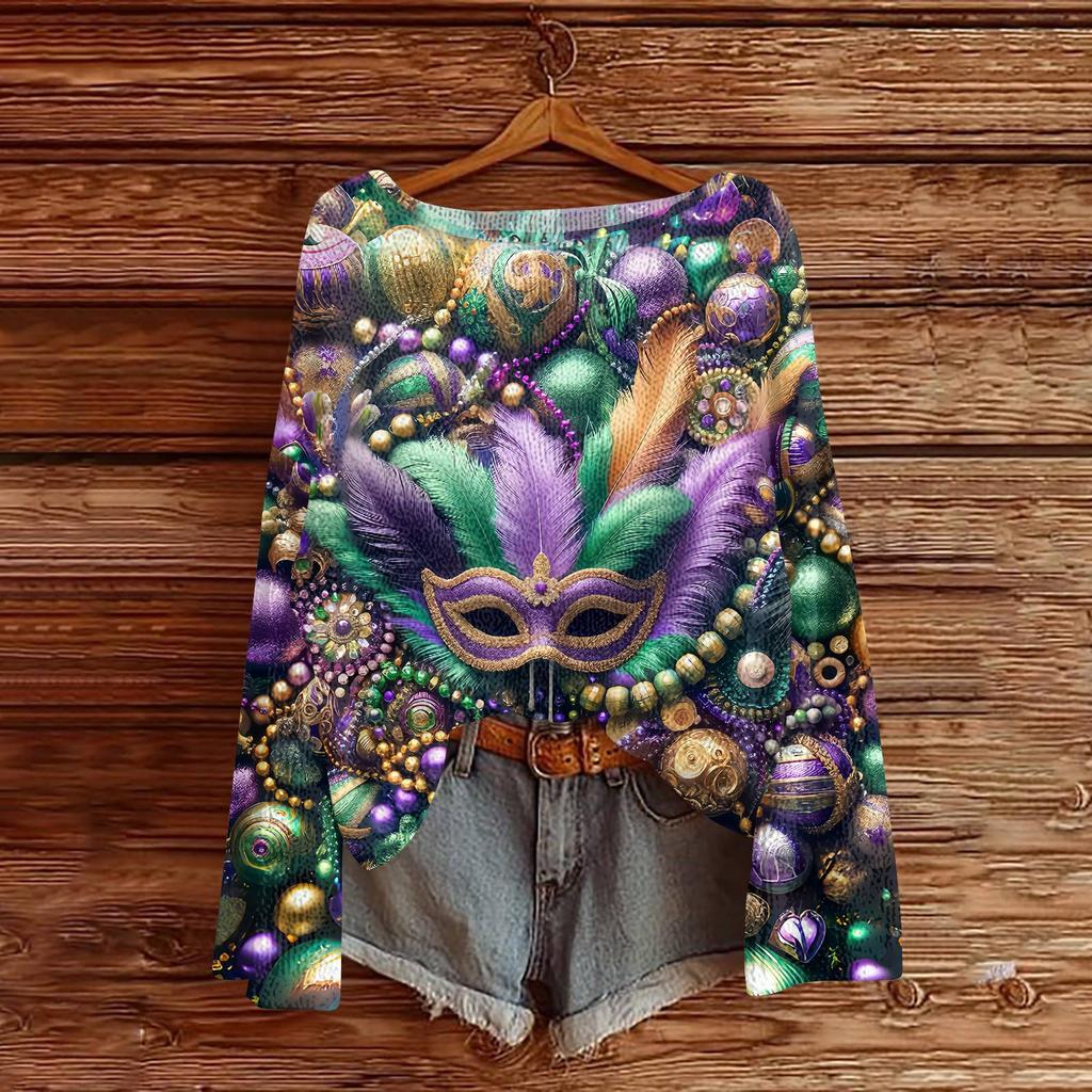 Женский модный пуловер с круглым вырезом, длинным рукавом и принтом, повседневный