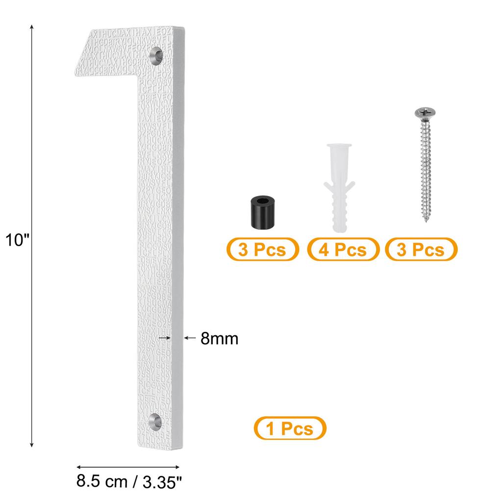 10 Inch House Number, House Address Numbers Sign Large Floating Modern with Screws for Outside Door Wall Street, Silver, 0-9