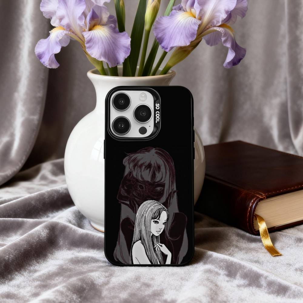 Чехол для телефона H-Horror T-Tomie-E для iPhone 17, 16, 15, 14, 13, 12, 11 Plus, Pro Max Черный Candy серебристый чехол для телефона
