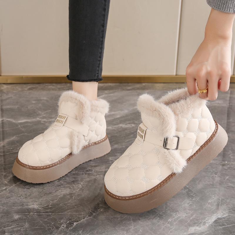 2024 Velcro Модная женская обувь Plus Velvet Выходная обувь большого размера из хлопка Водонепроницаемые зимние ботинки Широкие ноги Полные беременные женские хлопковые туфли