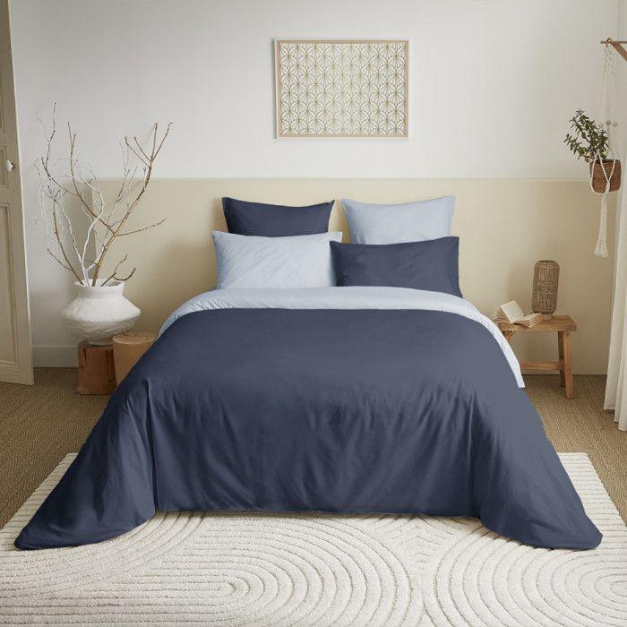 Complete Pack 6 Pieces Navy/Sky Blue Reversible Duvet Cover for Bed 180 X 200 Cm "King Size"