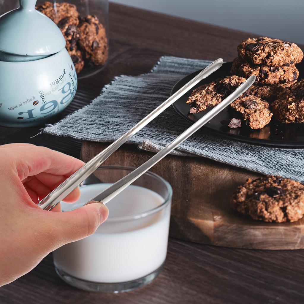 2Pcs Stainless Steel Bbq Tongs Japanese Style Food Clamp Ergonomic Heat Resistant Rust Proof Lightweight for Outdoor Barbecue