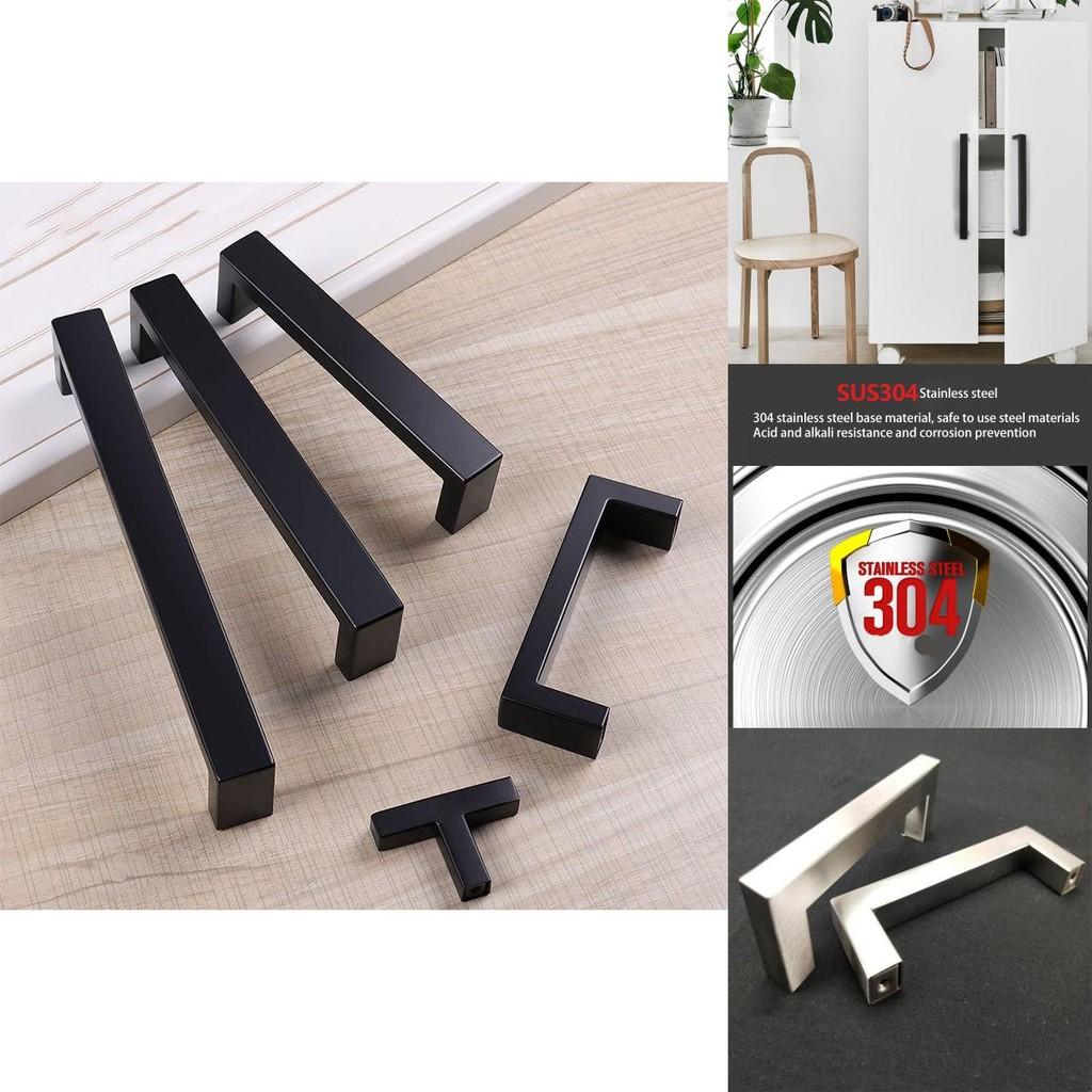Черные квадратные мебельные ручки с сатиновой поверхностью для шкафа в спальне и кухонных шкафов
