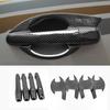 Black Carbon Fibre Car Side Door Handle Covers Trims For Mitsubishi Triton L200 Strada Fiat Fullback 2015- 2017