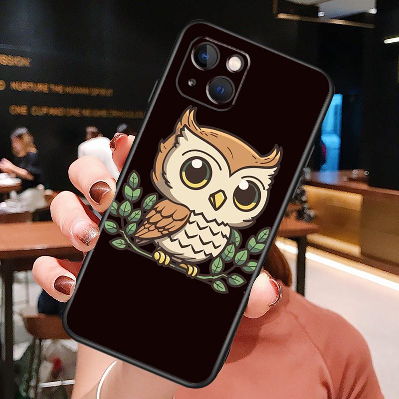 Мультяшный чехол-сова для iPhone 16 Pro Max 15 14 12 11 13 Pro Max Plus 12 13 Mini XR 16e Силиконовый чехол Funda