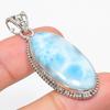 Natural Republic Larimar Gemstone 925 Solid Sterling Silver Gift Pendant 2" E7w01