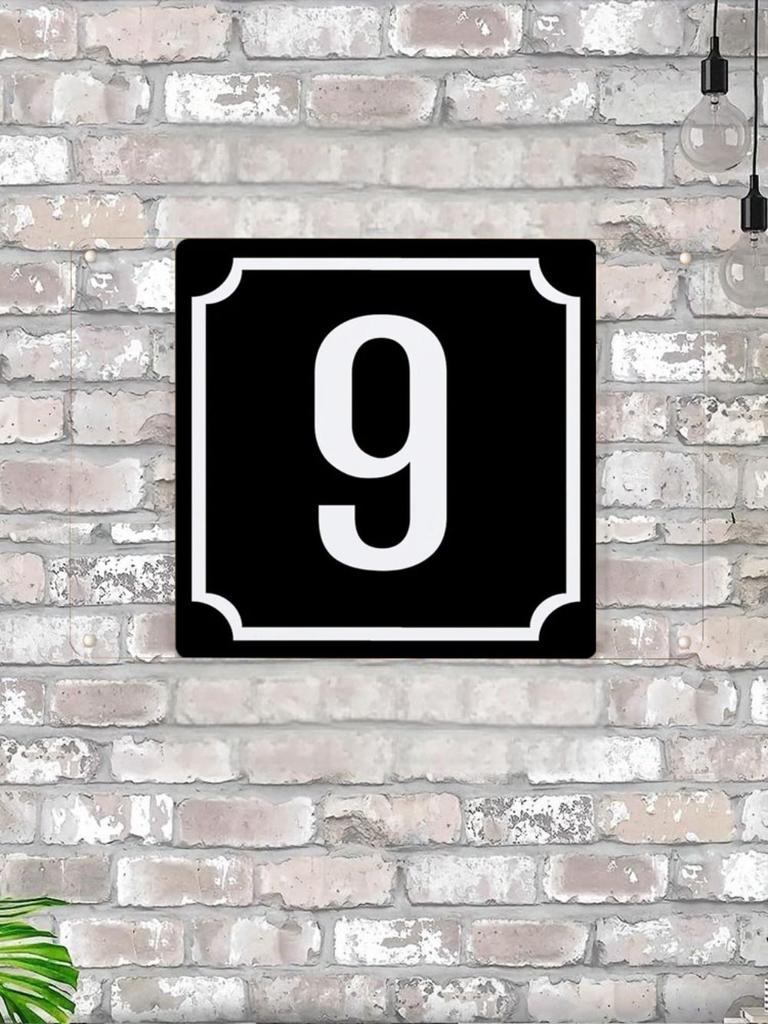 House Number X Classic Black Metal Sign 20x20cm, Modern Door Wall Decor