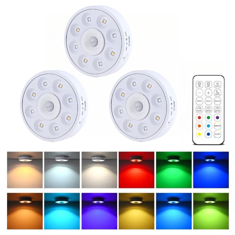 USB-зарядка Магнитный RGB Ночник RGB Белый Светодиодный Ночник с Пультом Дистанционного Управления Диммируемая Лампа Прожектор Для Дисплея Шкафа