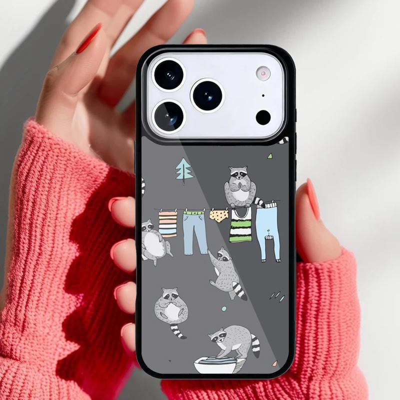 Raccoon Art Phone Case for iPhone 17 Air 16e 15 14 13 Pro Max Back Cover for 12 11 Pro Coque