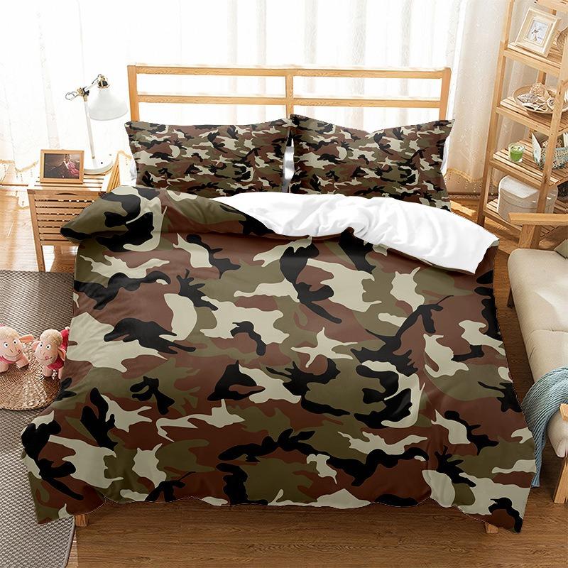Forest Camo Hunting Lodge Bedding set, Full Duvet Cover & Pillowcases, Cozy Cabin Theme Bedroom Decor