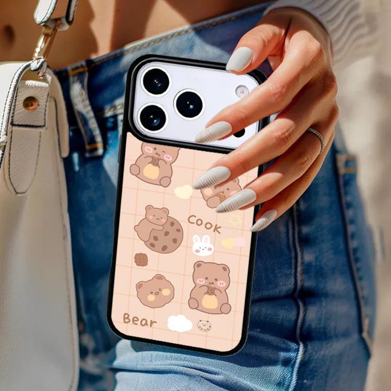 Кавайный Милый Медведь Корейский Животный Чехол Для Телефона Для iPhone 17 Air 14 15 13 12 Max Чехол Для Apple 14 15 16 16e 11 Pro Max Plus