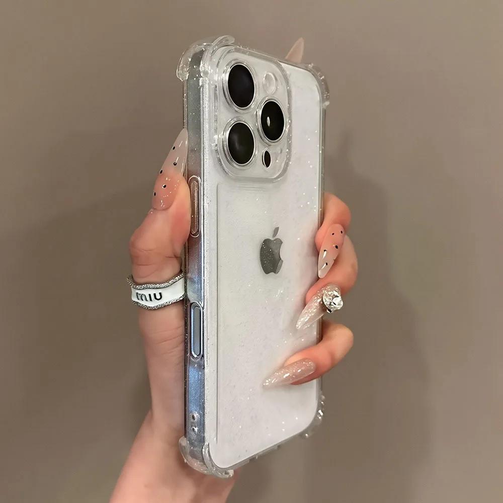 Прозрачный чехол с блестками для iPhone 17 Pro Max 16 15 14 13 12 11 Pro Max 16 PLUS 17 Air Силиконовый Мягкий Прозрачный Бампер