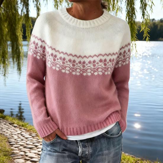 Женский свитер с круглым вырезом, длинным рукавом, в стиле пэчворк, пуловер, топы свободного кроя, осенне-зимний вязаный топ