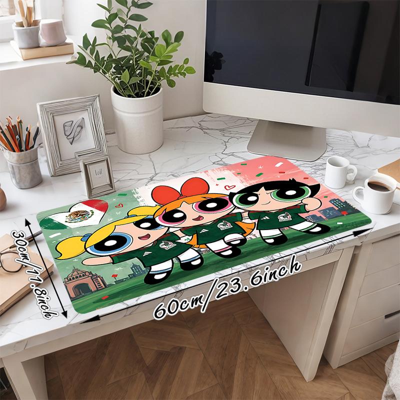 1Pc Powerpuff Girls Mexico Gaming Mouse Pad Keyboard Desk Mat Non-slip Rubber Lock Edge Waterproof Computer Mousepad for Office Home Decor Y1250