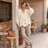 Женский кардиган-свитер с волнообразным воротником, пуговицами и асимметричным низом для повседневной носки