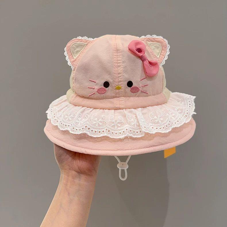 Cute Cat Baby Bucket Hat Girls Spring Summer Thin Quick Dry Sun Protection Cap Cartoon Shade Outdoor Travel