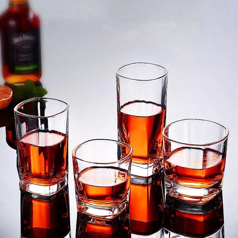 2pcs Daily Glass Cups Square Cups Beer and Spirits Cups Water Cups Milk Tea Cups Whisky Cups Restaurants Bars Tea Cup Beer Mug