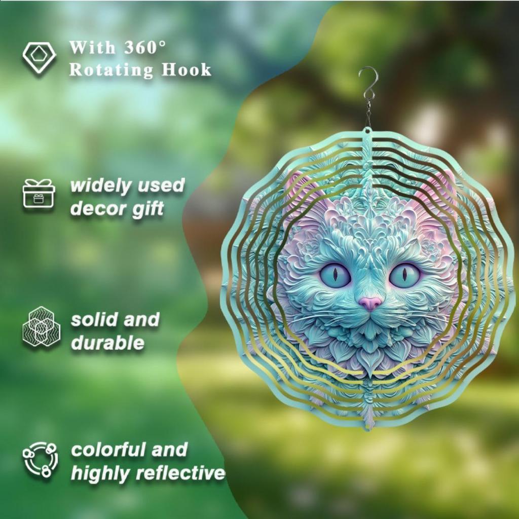 Outdoor Metal Wind Chime 25.4 Cm Double Sided Colorful Rotating Hook Wind Powered Decor for Patio Yard Garden Birthday Gift