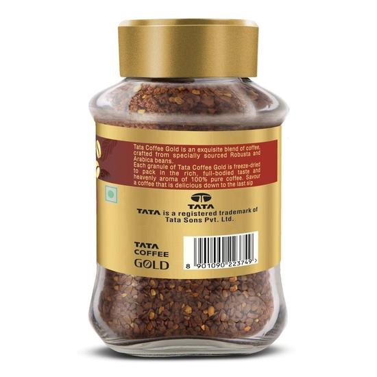 Tata Coffee Gold Original, Растворимый и чистый кофе в банке, 90/95 г, Сублимированный, Насыщенный и крепкий, Специально отобранные зерна робусты и арабики