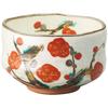 Matcha X Red Plum Blossom Mino Made In Japan Ale-net Bowl, 12.6 8.2cm, Hand-painted Design, Ware,