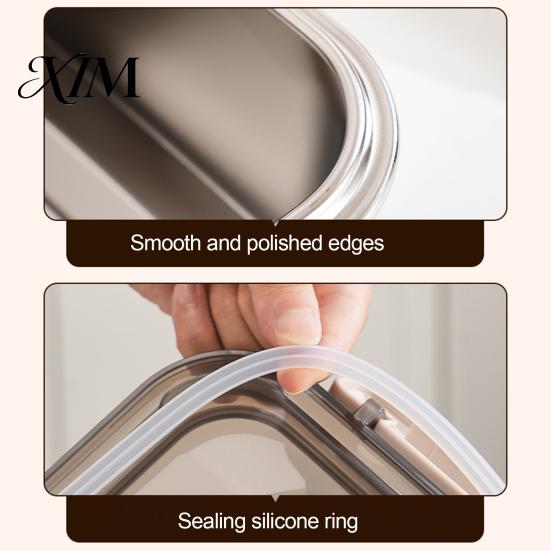 Bread Storage with Date Knob Airtight Stainless Steel Box, Clear Lid And Recording Large Capacity Food Container Keeper, for Sourdough