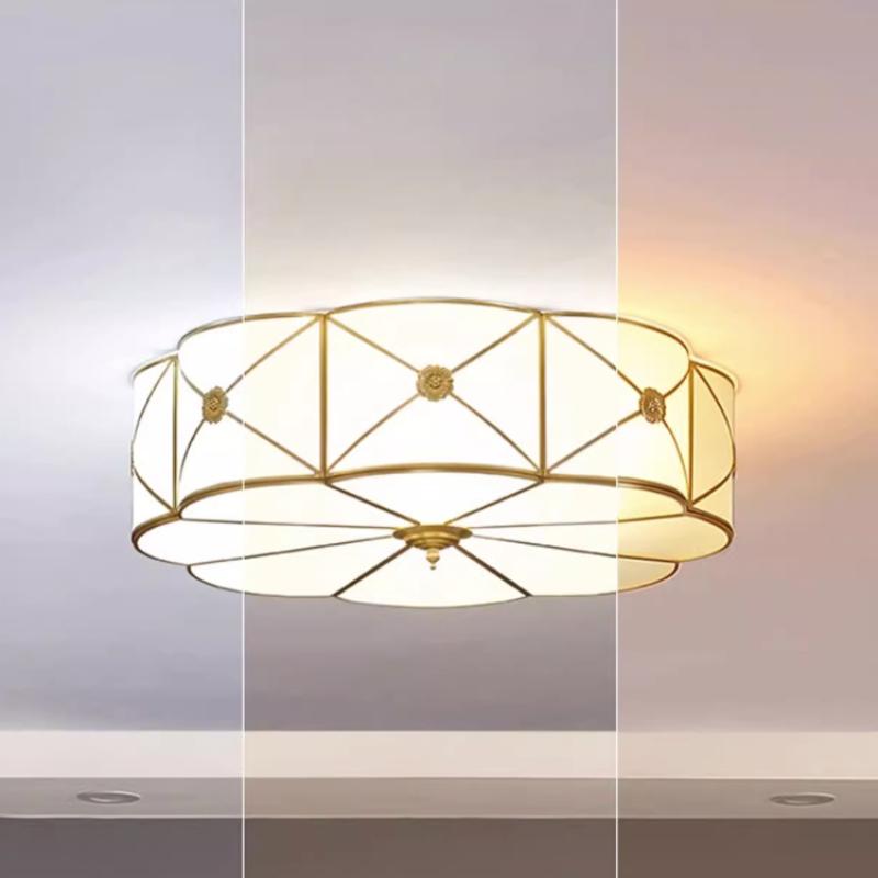 Все медные потолочные светильники для спальни, светильники для кабинета, простые современные круглые светильники для главной спальни, комнатные светильники