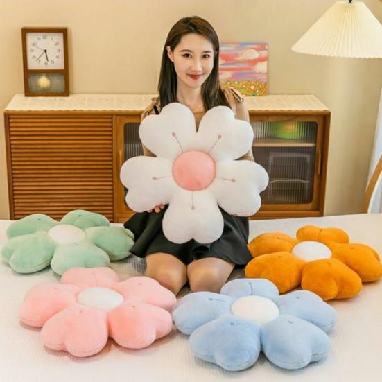 Throw Pillow Wear Resistant Washable Non-Fading Aesthetic Flower Shaped Floor Pillow Decorative Cushion Sofa Couch Decor