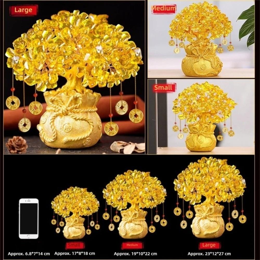 Feng Shui Lucky Money Tree Chinese Style Fortune Ornament Natural Crystal Wealth Tree Home Decor