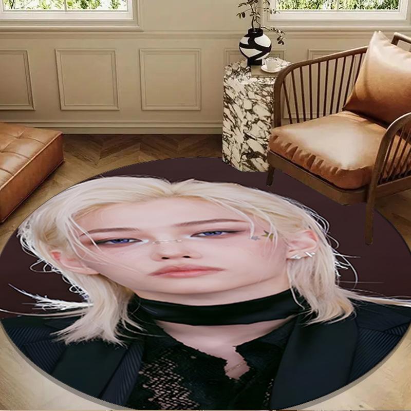 K-pop Stars And Cute Bears Round Rug for Livingroom,Bedroom, Palyroom, Chair Rug, Area rug, Circle Carpet, Large Size Fan Christmas gift