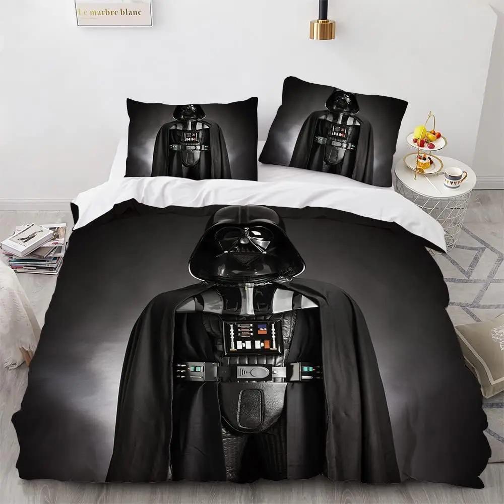 Anime 3D Sci-Fi War Print Bedding Set, Darth Duvet Cover Pillowcase 75x50cm, Single Double Bed Duvet Cover 2/3pcs Gift for Boys