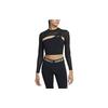 Pro Solid Logo Wrap Round Neck Cropped Top Women Tops Black FB5683-010