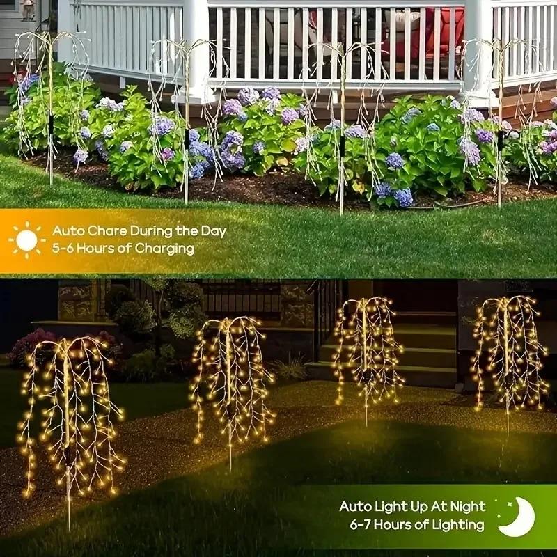 Салютное освещение на солнечной батарее, уличное водонепроницаемое, салютные огни-деревья, садовое рождественское освещение для дворов, украшения для садовой вечеринки
