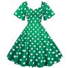 2021 Retro Polka Dot Print Swing Dress with Belt - Casual & Slim Fit