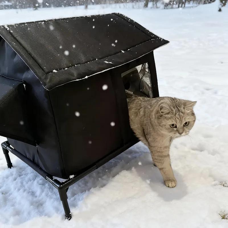 Зимнее теплое гнездо для кошки Уличный приют для кошек Изолированный домик для бездомной кошки Напольная теплоизоляция Палатка-пещера для котенка