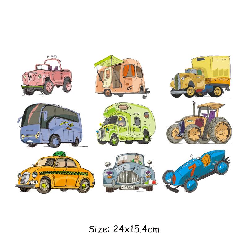 Нашивка с изображением машинок из мультфильма для одежды, детская футболка, наклейки, художественные ремесла, глажка одежды «сделай сам», аппликация, термоклейкая передача, утюг