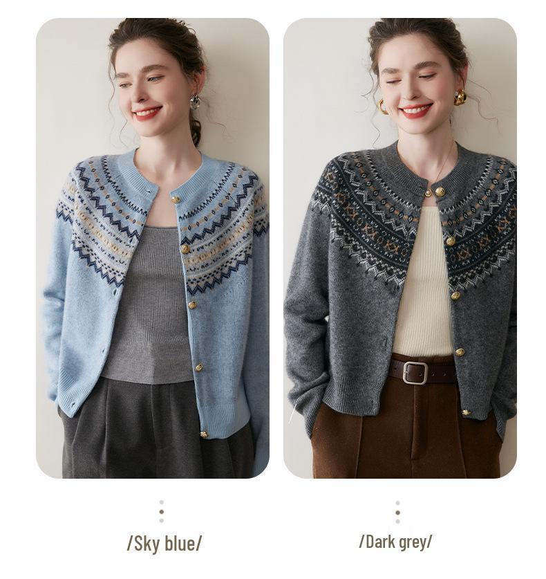 Женский кашемировый кардиган Fair Isle к 25-летию - Ретро, Мягкий и Пушистый Дизайн