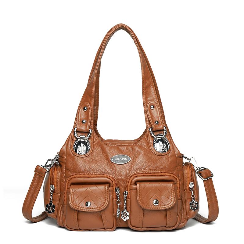 Летняя мода 2025 Синие наплечные сумки для женщин Маленькая сумка-шоппер Однотонная из мягкой кожи Сумка-кроссбоди Дамская дорожная сумка-тоут