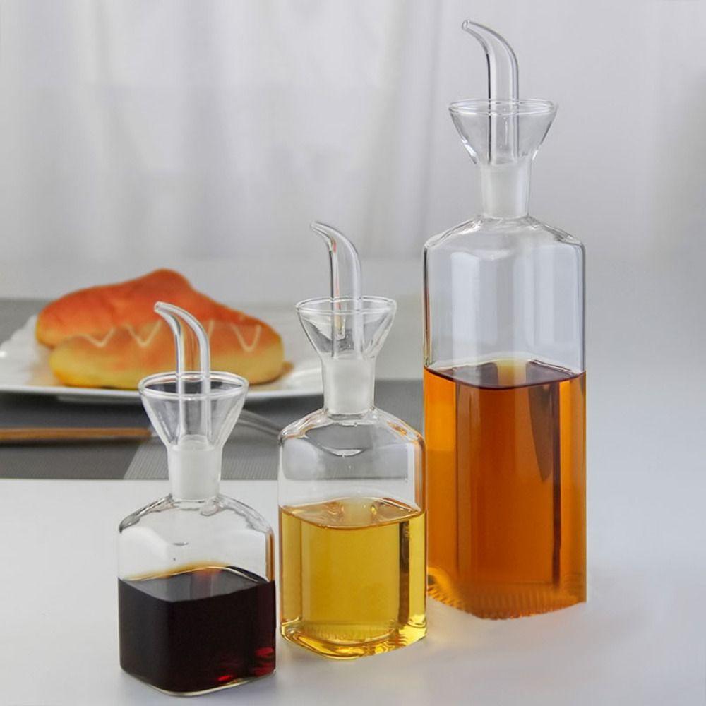 Glass Oil Dispenser Transparent Condiment Container Easy To Clean Cruet Pourer  Cooking