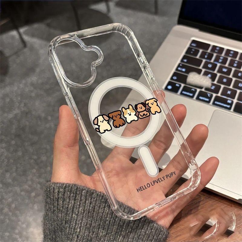 Мультяшный акриловый чехол для телефона Apple iPhone 11, 12, 13 Pro, 14, 15, 16, 17 Pro Max - Дизайн «Пять щенков»