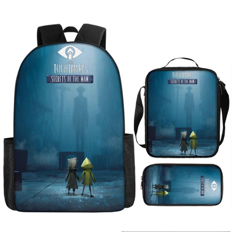 Little Nightmares Anime School Backpack Set Kids - 17 Inch Oxford Fabric Dual-Strap Bag With Crossbody Pouch Pencil Case