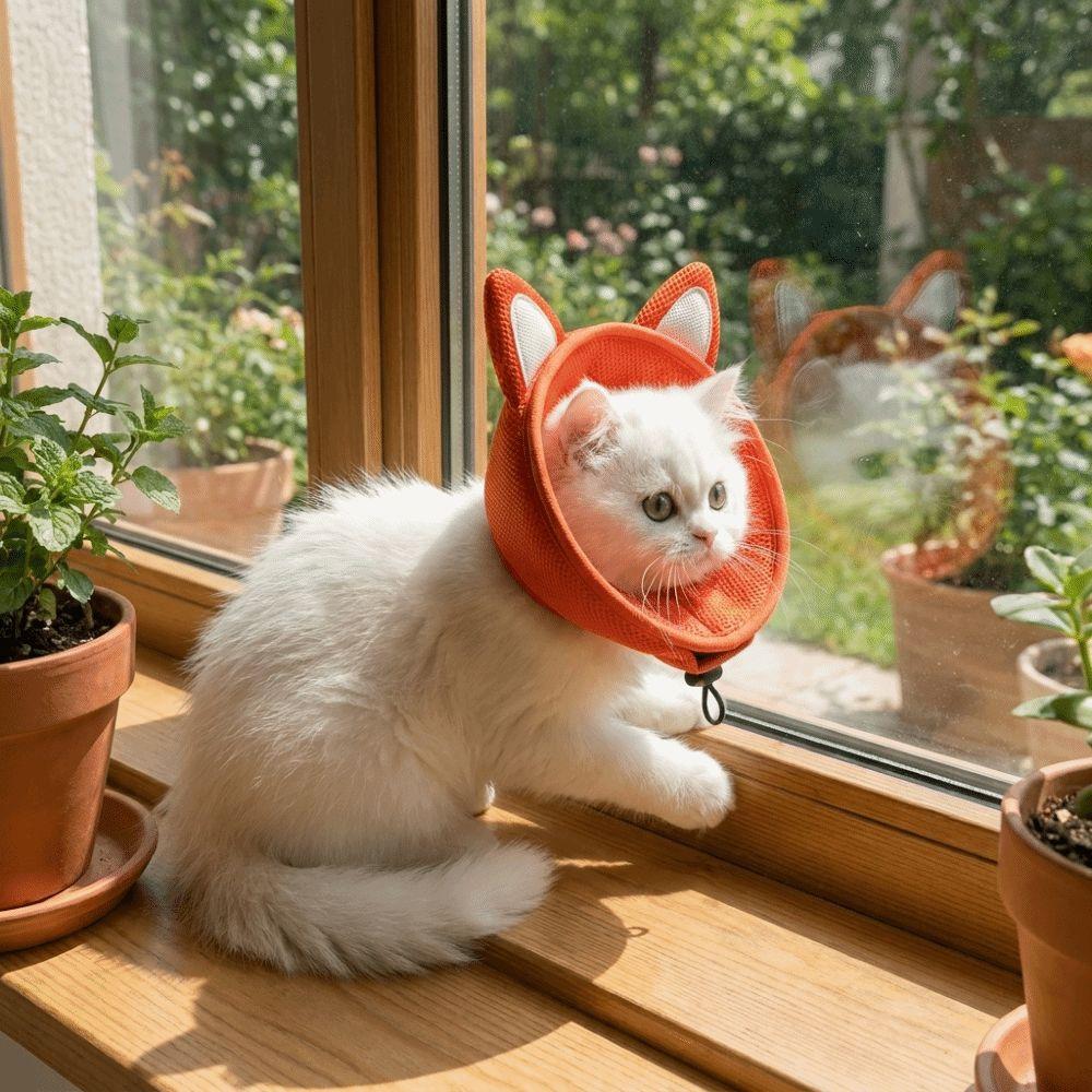 Animal Shaped Cat Elizabeth Collar Adjustable Cat Recovery Collar Cat Cone Collar Anti-Scratching