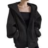 Women's Retro American-Style Hooded Cotton Cardigan with Plus Velvet for Autumn/Winter 2025